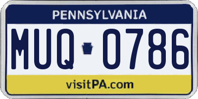 PA license plate MUQ0786