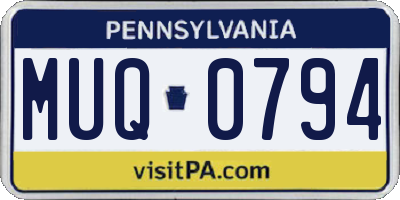 PA license plate MUQ0794