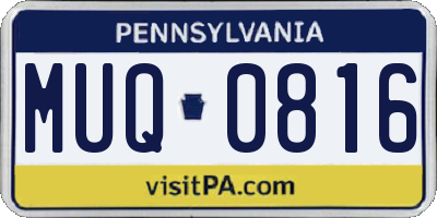 PA license plate MUQ0816