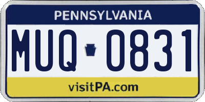 PA license plate MUQ0831