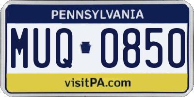 PA license plate MUQ0850