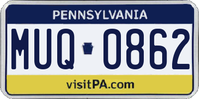 PA license plate MUQ0862
