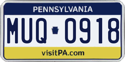 PA license plate MUQ0918