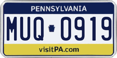 PA license plate MUQ0919