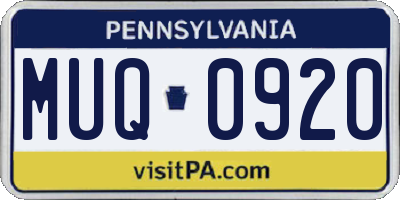 PA license plate MUQ0920