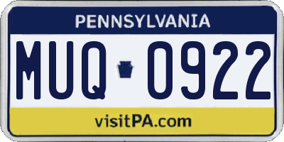 PA license plate MUQ0922