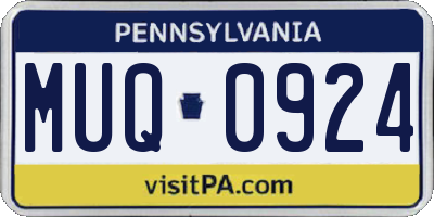 PA license plate MUQ0924
