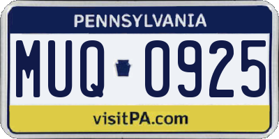 PA license plate MUQ0925