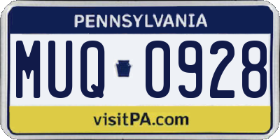 PA license plate MUQ0928