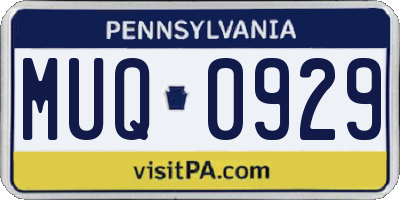 PA license plate MUQ0929