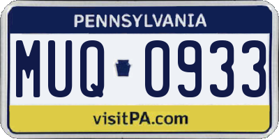PA license plate MUQ0933