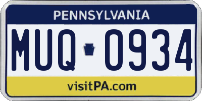 PA license plate MUQ0934