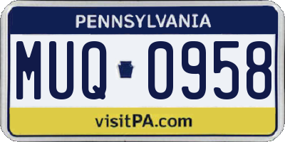 PA license plate MUQ0958
