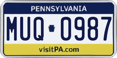 PA license plate MUQ0987
