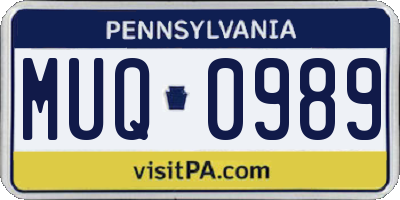 PA license plate MUQ0989
