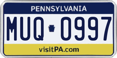 PA license plate MUQ0997