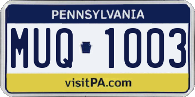 PA license plate MUQ1003