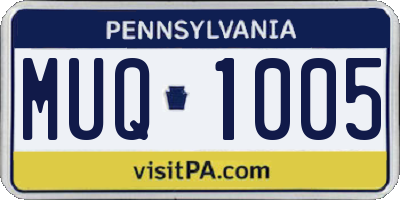 PA license plate MUQ1005