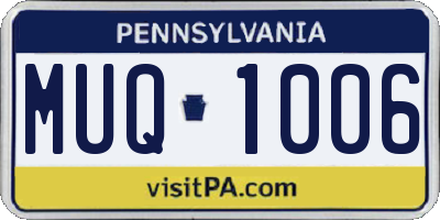 PA license plate MUQ1006