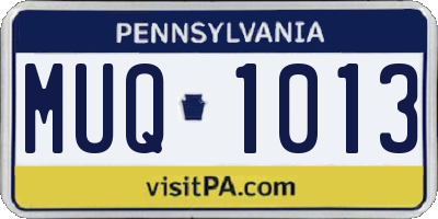 PA license plate MUQ1013