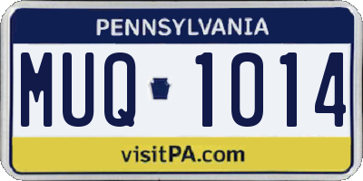 PA license plate MUQ1014