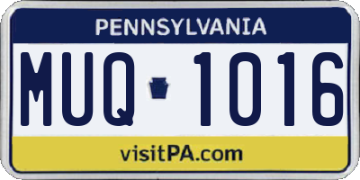 PA license plate MUQ1016