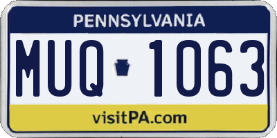PA license plate MUQ1063