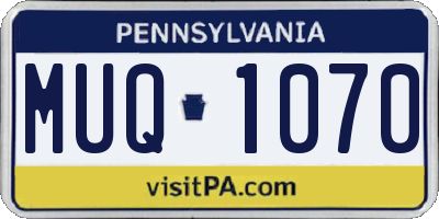 PA license plate MUQ1070