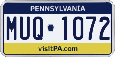 PA license plate MUQ1072