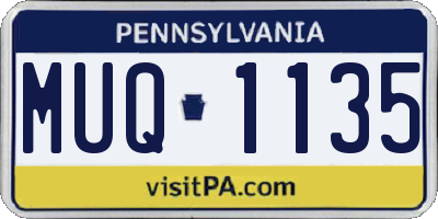 PA license plate MUQ1135