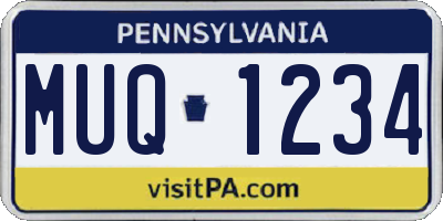 PA license plate MUQ1234