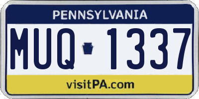 PA license plate MUQ1337