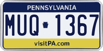 PA license plate MUQ1367