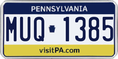 PA license plate MUQ1385