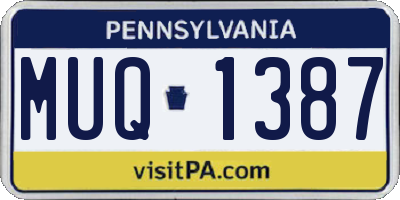 PA license plate MUQ1387