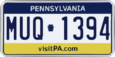 PA license plate MUQ1394