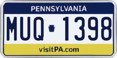 PA license plate MUQ1398