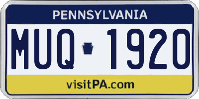 PA license plate MUQ1920