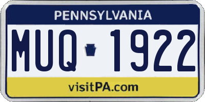 PA license plate MUQ1922