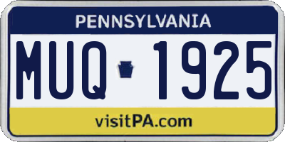 PA license plate MUQ1925
