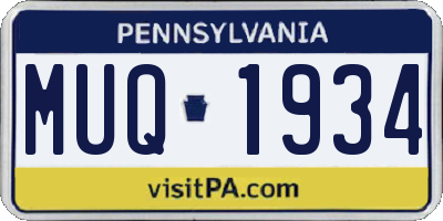 PA license plate MUQ1934