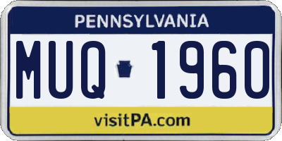 PA license plate MUQ1960