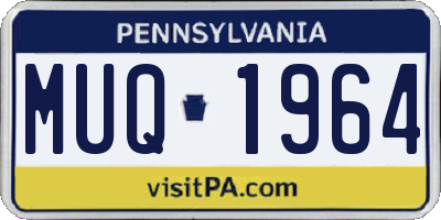 PA license plate MUQ1964