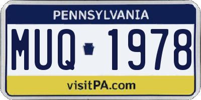 PA license plate MUQ1978