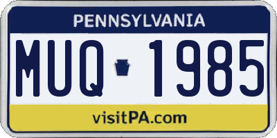 PA license plate MUQ1985