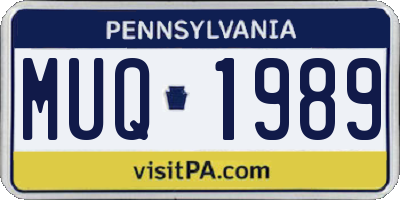 PA license plate MUQ1989
