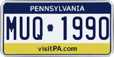 PA license plate MUQ1990