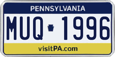 PA license plate MUQ1996