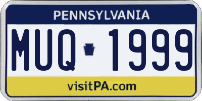 PA license plate MUQ1999