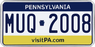 PA license plate MUQ2008